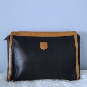 Celine vintage Calèche leather two-tone clutch 70s EUC